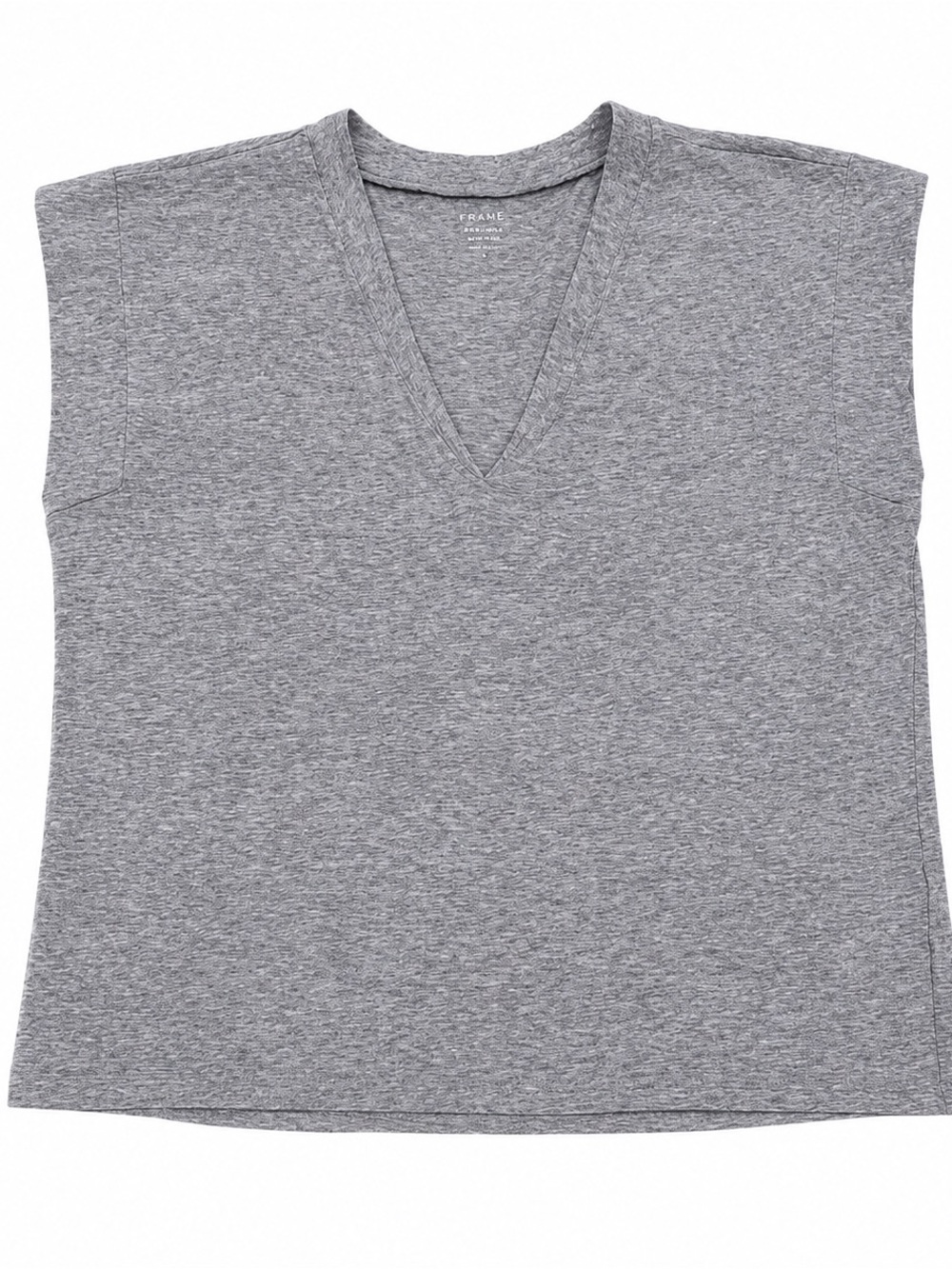 Frame V neck Tee Shirt Top Womens Small Gray Organic Pima Cotton Lightweight